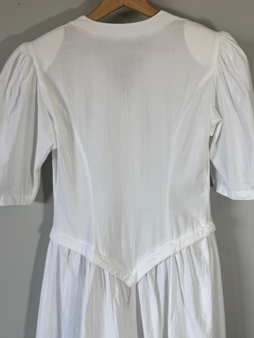 VTG 80s White Cotton lace detail heart button Dress Embroidered romantic boho 8 - Picture 7 of 11